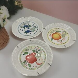 Vintage 8” Himark Golden Pie Collection - 3 pc Set (Apple, Blueberry, & Peach)